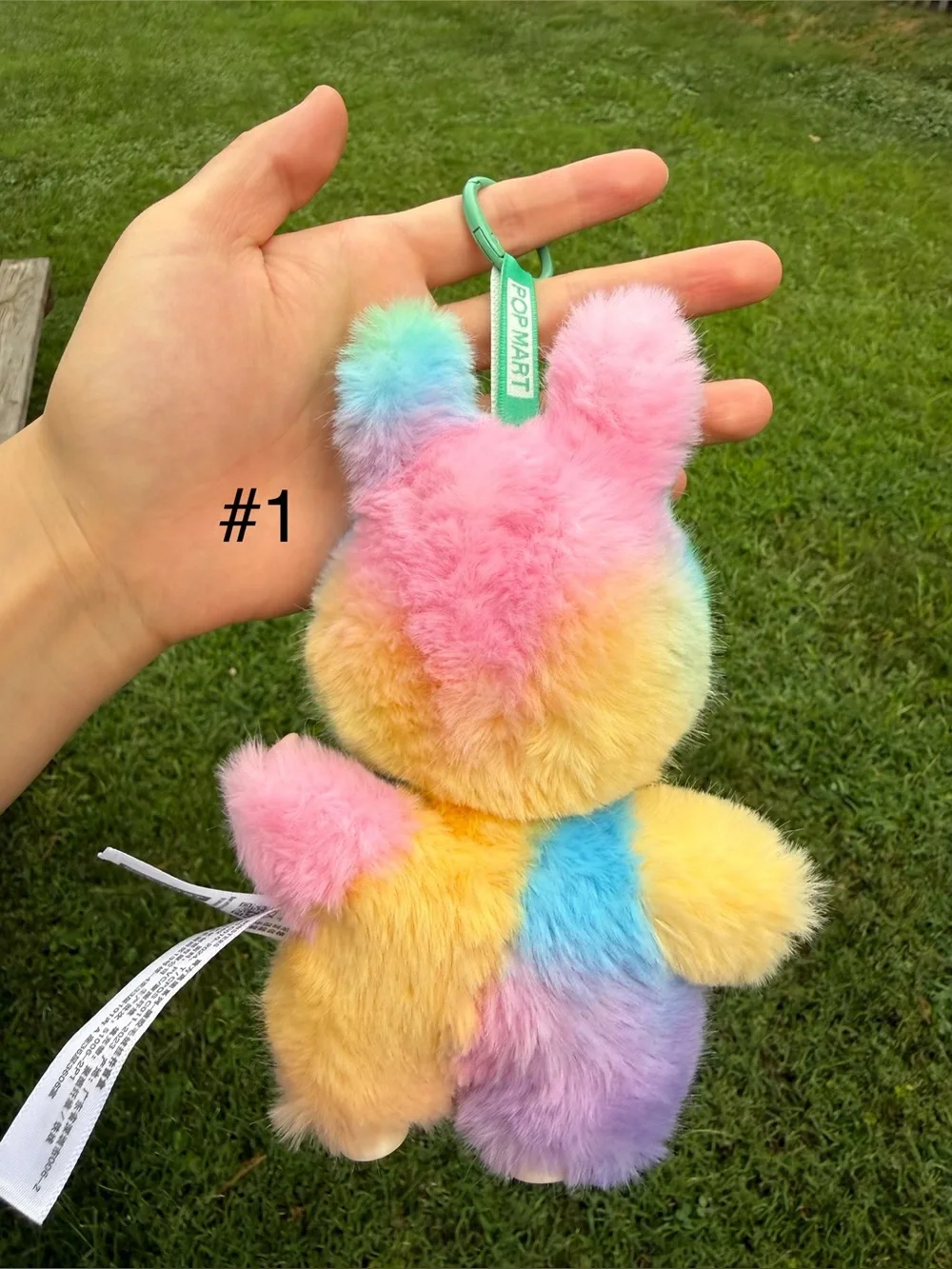 Plush Pastel Rainbow Labubu Bunny Small Pet Toy Keychain Charm not from Pop Mart
